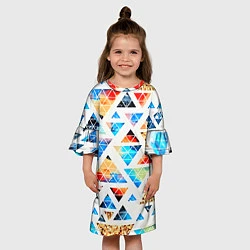 Платье клеш для девочки Космические треугольники, цвет: 3D-принт — фото 2