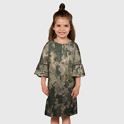 Платье клеш для девочки Хаки камуфляж, цвет: 3D-принт — фото 2
