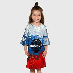 Платье клеш для девочки Хоккей триколор, цвет: 3D-принт — фото 2