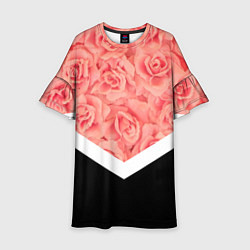 Платье клеш для девочки Розовые розы, цвет: 3D-принт