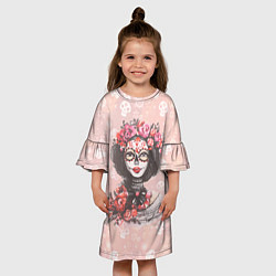 Платье клеш для девочки Day of dead, цвет: 3D-принт — фото 2