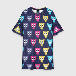 Платье клеш для девочки Разноцветные котята, цвет: 3D-принт