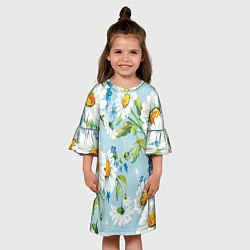 Платье клеш для девочки Ромашки, цвет: 3D-принт — фото 2