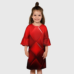 Платье клеш для девочки Red squares, цвет: 3D-принт — фото 2