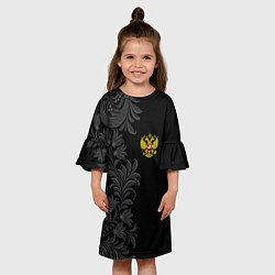 Платье клеш для девочки Герб России и орнамент, цвет: 3D-принт — фото 2