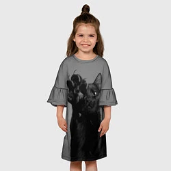 Платье клеш для девочки Черный котик, цвет: 3D-принт — фото 2