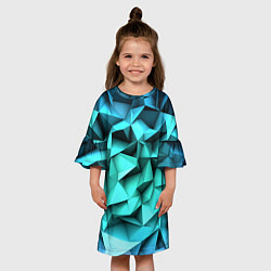 Платье клеш для девочки Бирюзовые грани, цвет: 3D-принт — фото 2