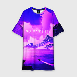 Платье клеш для девочки No Man's Sky: Purple Mountains, цвет: 3D-принт
