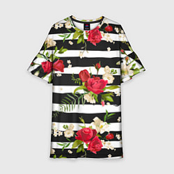 Платье клеш для девочки Розы и орхидеи, цвет: 3D-принт