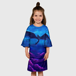Платье клеш для девочки Неоновая фурия, цвет: 3D-принт — фото 2