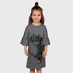 Платье клеш для девочки Фурия в кармане, цвет: 3D-принт — фото 2