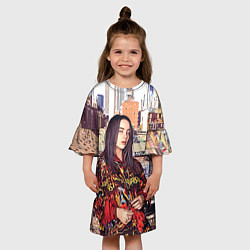 Платье клеш для девочки Billie Eilish: Street Style, цвет: 3D-принт — фото 2