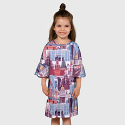 Платье клеш для девочки Москва архитектура, цвет: 3D-принт — фото 2