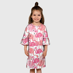 Платье клеш для девочки Рай фламинго, цвет: 3D-принт — фото 2