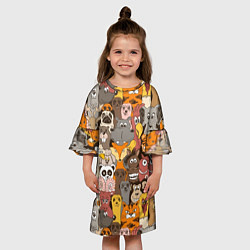 Платье клеш для девочки Прикольные зверушки, цвет: 3D-принт — фото 2
