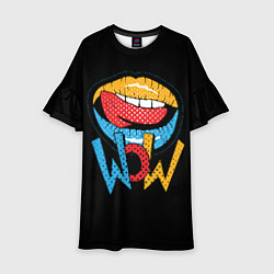 Платье клеш для девочки Wow - lips with tongue, цвет: 3D-принт