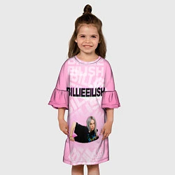 Платье клеш для девочки Billie Eilish: Pink Mood, цвет: 3D-принт — фото 2