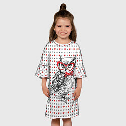 Платье клеш для девочки Мудрая сова в очках, цвет: 3D-принт — фото 2