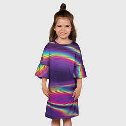Платье клеш для девочки Разноцветные волнообразные, цвет: 3D-принт — фото 2