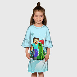 Платье клеш для девочки MINECRAFT НОВОГОДНИЙ, цвет: 3D-принт — фото 2