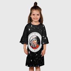 Платье клеш для девочки Юрий Гагарин звездное небо, цвет: 3D-принт — фото 2
