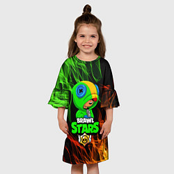 Платье клеш для девочки BRAWL STARS LEON, цвет: 3D-принт — фото 2