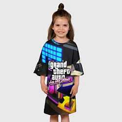 Платье клеш для девочки GTA:VICE CITY, цвет: 3D-принт — фото 2