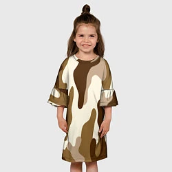 Платье клеш для девочки КОРИЧНЕВЫЙ КАМУФЛЯЖ, цвет: 3D-принт — фото 2
