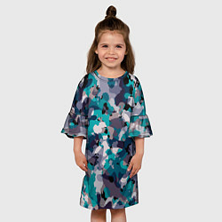 Платье клеш для девочки Камуфляж: ледяной, цвет: 3D-принт — фото 2