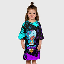 Платье клеш для девочки Brawl stars leon shark, цвет: 3D-принт — фото 2