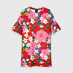 Платье клеш для девочки Flowers, цвет: 3D-принт
