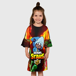 Платье клеш для девочки BRAWL STARS LEON SHARK, цвет: 3D-принт — фото 2