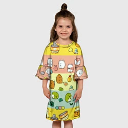 Платье клеш для девочки Котоколлаж 08, цвет: 3D-принт — фото 2