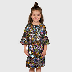 Платье клеш для девочки FNaF стикербомбинг, цвет: 3D-принт — фото 2