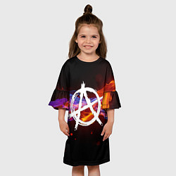Платье клеш для девочки АНАРХИЯ, цвет: 3D-принт — фото 2