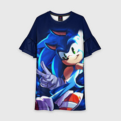 Платье клеш для девочки Sonic, цвет: 3D-принт