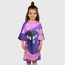 Платье клеш для девочки ТАРДИС, цвет: 3D-принт — фото 2