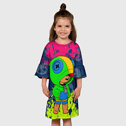 Платье клеш для девочки Brawl Stars Leon краски, цвет: 3D-принт — фото 2