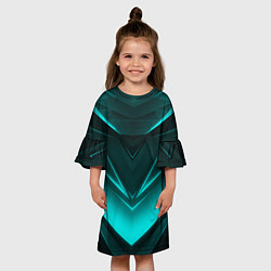 Платье клеш для девочки NEON GEOMETRY STRIPES, цвет: 3D-принт — фото 2