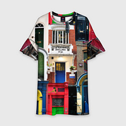 Платье клеш для девочки London doors цифровой коллаж, цвет: 3D-принт