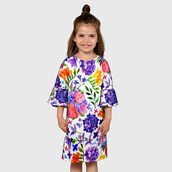 Платье клеш для девочки Весенняя пора Акварель, цвет: 3D-принт — фото 2