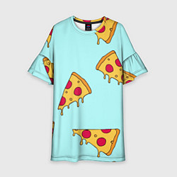 Платье клеш для девочки Ароматная пицца, цвет: 3D-принт