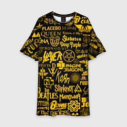 Платье клеш для девочки ЛОГОТИПЫ РОК ГРУПП, цвет: 3D-принт