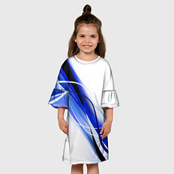 Платье клеш для девочки GEOMETRY STRIPES BLUE, цвет: 3D-принт — фото 2