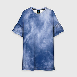 Платье клеш для девочки Облака в небе, цвет: 3D-принт