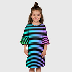 Платье клеш для девочки В ЦВЕТНУЮ ПОЛОСКУ, цвет: 3D-принт — фото 2
