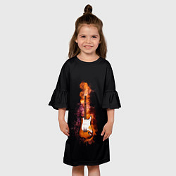 Платье клеш для девочки Огонь музыка, цвет: 3D-принт — фото 2