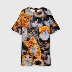 Платье клеш для девочки КОТЯТКИ, цвет: 3D-принт