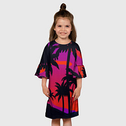 Платье клеш для девочки Тропический пляж, цвет: 3D-принт — фото 2