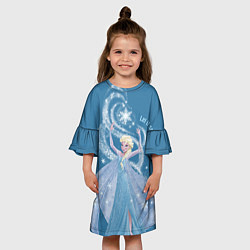Платье клеш для девочки Принцесса Эльза цвета 3D-принт — фото 2